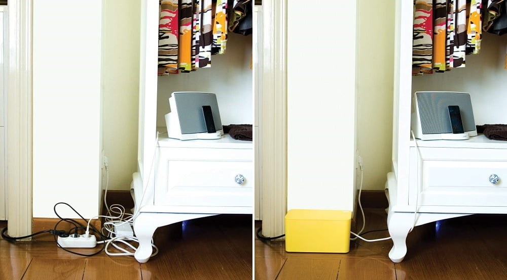  CableBox από τη Bluelounge για την απόκρυψη καλωδίων στο χώρο κίτρινο geekers.gr