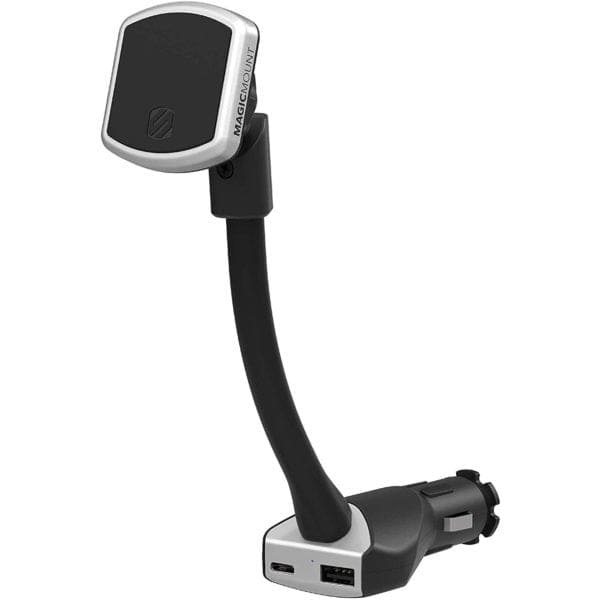 Scosche magicMOUNT Pro Dual Power Socket USB-C+USB-A 30W Power Delivery 3.0 Μαγνητική βάση στήριξης Smartphone αναπτήρα αυτοκινήτου σε χρώμα μαύρο