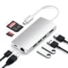Satechi USB-C Multi-Port Pass Through αντάπτορας v.2 (Gigabit Ethernet, 3xUSB 3.0, SD/MicroSD, HDMI) σε χρώμα Silver
