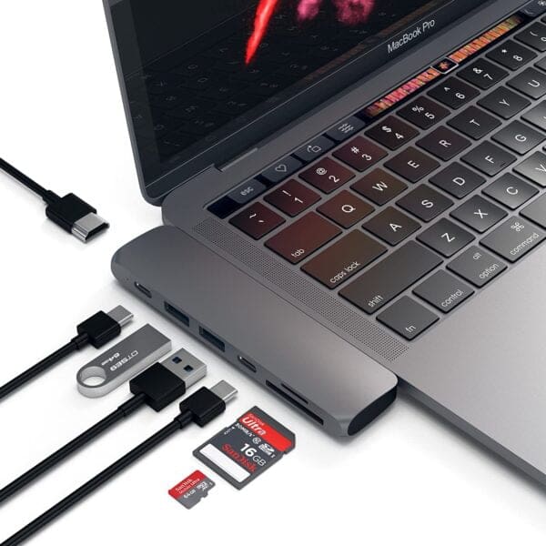 Satechi Αλουμινένιος Type-C Pro Hub Αντάπτορας για MacBook Pro/Air 2018 σε χρώμα Space Grey
