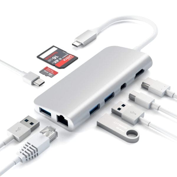 Satechi Αλουμινένιος Type-C Multimedia Αντάπτορας με Gigabit Ethernet, 3x εξόδους USB 3.0 και έξοδο HDMI σε χρώμα Silver