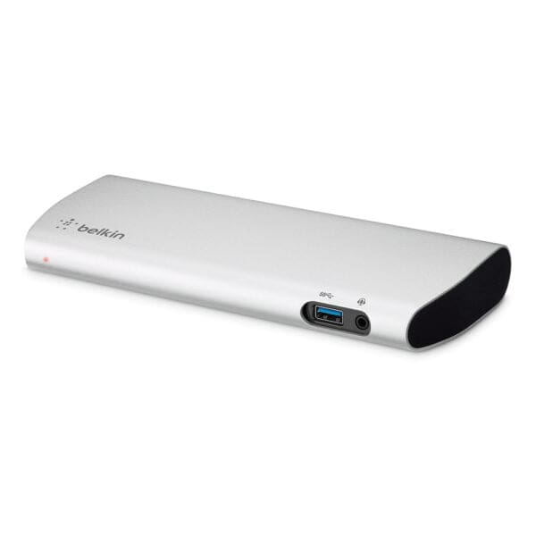 Belkin Thunderbolt 3 Express Dock HD συμβατό με MacOS διπλή έξοδο 4K και ταχύτητες μέχρι 40Gbps, ισχύος 85W σε ασημί χρώμα