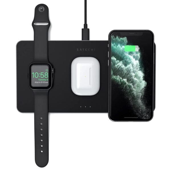 Satechi Trio Wireless Charging Pad Σταθμός φόρτισης για Quickcharge φόρτιση τριών συσκευών - Space Grey