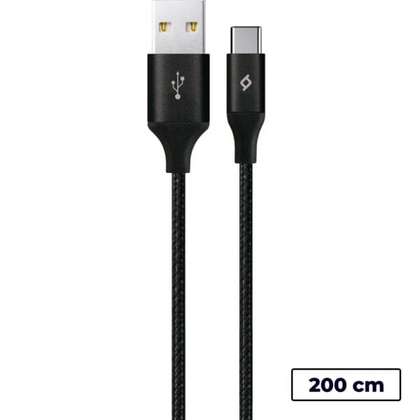 ttec AlumiCable XL USB Type C Καλώδιο Φόρτισης & Συγχρονισμού (Black) (2DK23S)