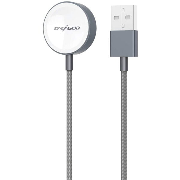 Ασύρματος Μαγνητικός Φορτιστής Cacagoo για Apple Watch 38mm/40mm/42mm/44mm με καλώδιο μήκους 30 cm – λευκός/γκρι