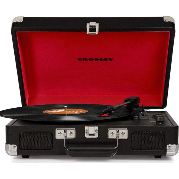 Crosley Cruiser Deluxe Vintage Αυτόματο Πικάπ βαλιτσάκι με συνδεσιμότητα Bluetooth και ενσωματωμένα ηχεία σε μαύρο χρώμα