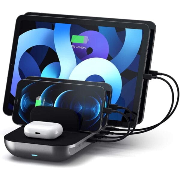 Satechi Dock5 Σταθμός ασύρματης φόρτισης πολλαπλών συσκευών iPad Air, iPad Pro 2020, iPhone 12 Pro Max / 12 Pro / 12 Mini / 12, Airpods Pro - σε χρώμα Space Gray