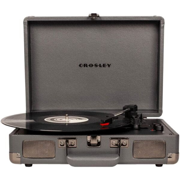 Crosley Cruiser Deluxe Vintage Αυτόματο Πικάπ βαλιτσάκι με συνδεσιμότητα Bluetooth και ενσωματωμένα ηχεία σε σκούρο γκρι χρώμα