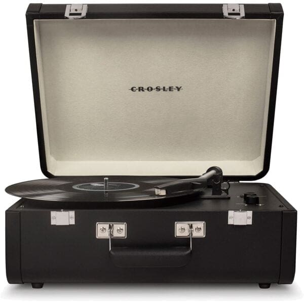 Crosley Portfolio Vintage Αυτόματο Πικάπ βαλιτσάκι με συνδεσιμότητα Bluetooth και ενσωματωμένα ηχεία σε μαύρο χρώμα