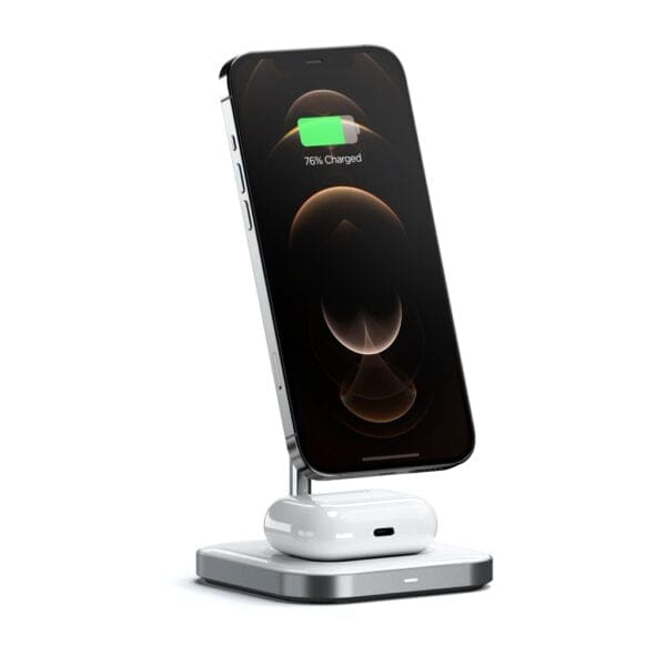 Satechi Wireless Charging Stand Αλουμινένια βάση ασύρματης φόρτισης 2 σε 1 σε χρώμα Space Grey