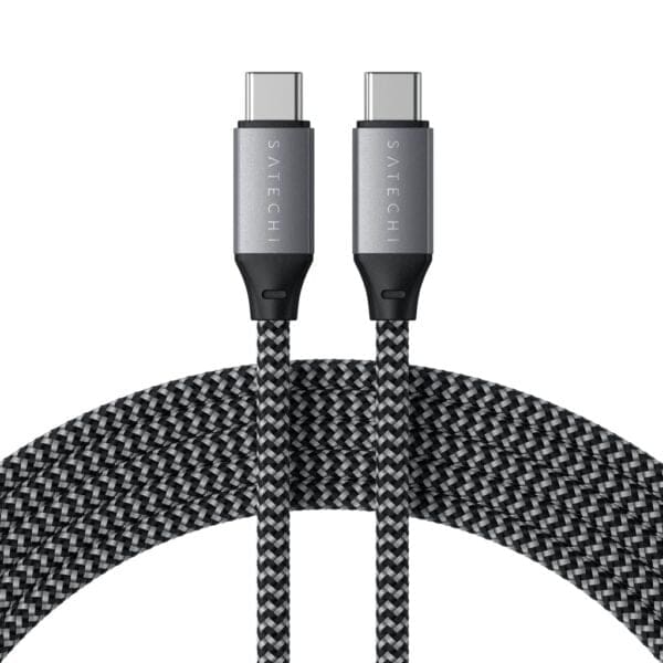 Satechi Πλεκτό Καλώδιο USB-C σε USB-C σε μαύρο/ασημί χρώμα (100W) 2.0 m - ST-TCC2M