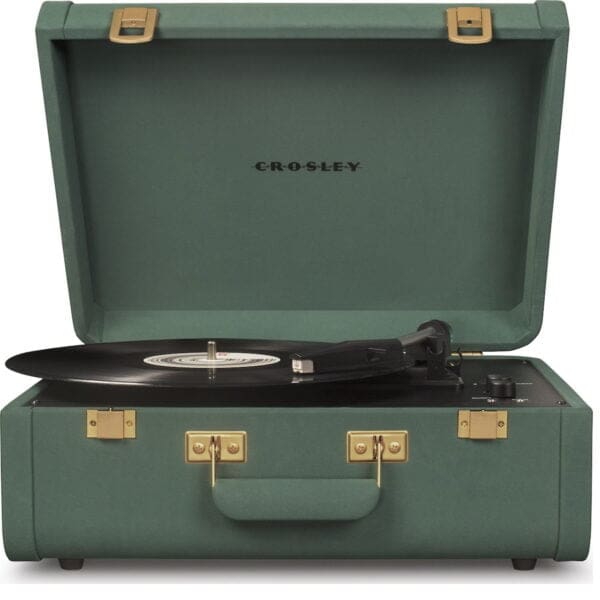 Crosley Portfolio Vintage Αυτόματο Πικάπ βαλιτσάκι με συνδεσιμότητα Bluetooth και ενσωματωμένα ηχεία σε πράσινο χρώμα