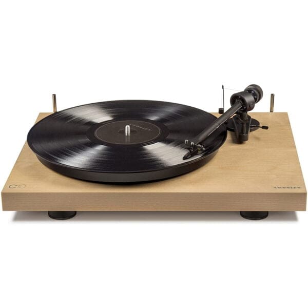 Crosley C10 Πικάπ με σύγχρονο κινητήρα χαμηλών κραδασμών και αλουμινένιο βραχίονα Pro-ject σε χρώμα ανοιχτόχρωμου ξύλου