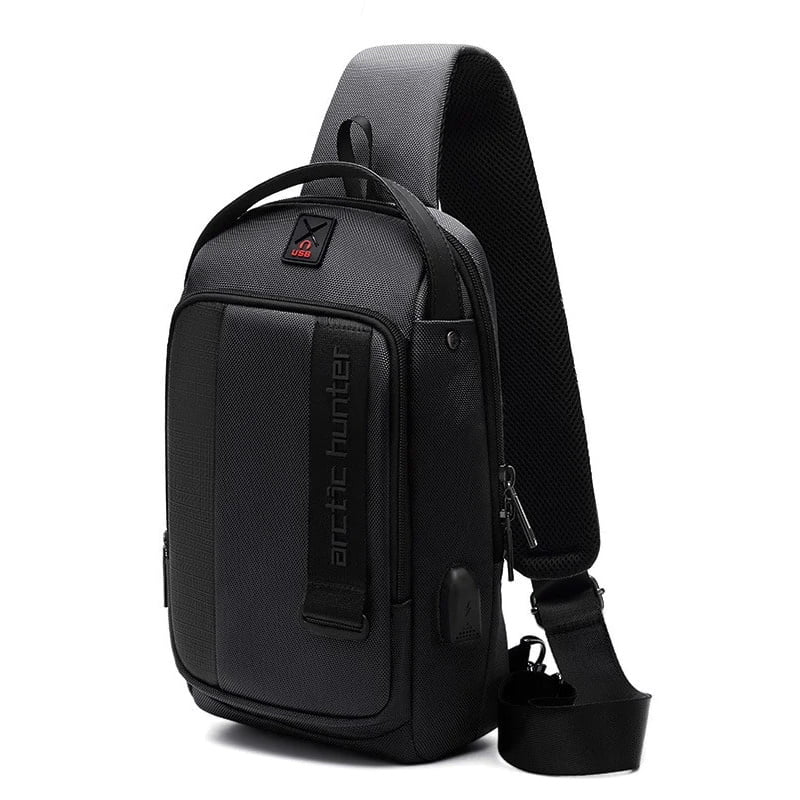Arctic Hunter Crossbody τσάντα αδιάβροχη με θήκη για tablet και ενσωματωμένη θύρα USB – Black (XB00100-BK)