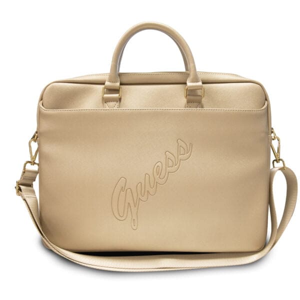 Guess Vintage Script Logo Computer Bag Τσάντα κατάλληλη για laptop 15,6" (Light Gold - GUCB15PUSASLG)