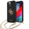 Guess "4G Logo Collection" Θήκη προστασίας από σιλικόνη με χρυσή αλυσίδα – iPhone 12 Pro Max (Μαύρο/Χρυσό)