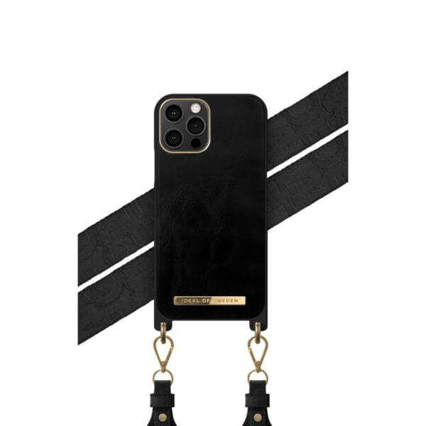 iDEAL of Sweden "Active Necklace Case" Θήκη προστασίας από vegan δέρμα με χρυσή αλυσίδα – iPhone 12/12 Pro (Dynamic Black)