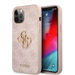 Guess "4G Logo Collection" Hard Case PU Leather Θήκη προστασίας από δερματίνη – iPhone 12 / 12 Pro (Ροζ)