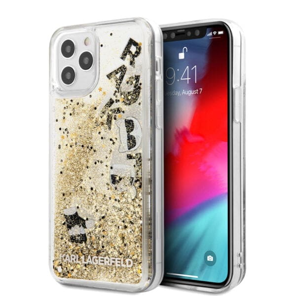 Karl Lagerfeld Liquid Glitter Case Charms Θήκη προστασίας – iPhone 12 Pro Max (Clear/Glitter Gold)