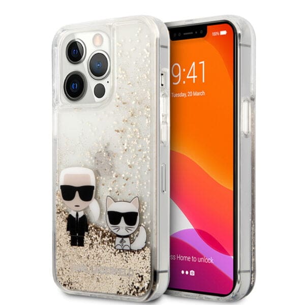 Karl Lagerfeld Transparent Hard Case Karl+Choupette Θήκη προστασίας – iPhone 13 Pro (Clear/Glitter Gold)