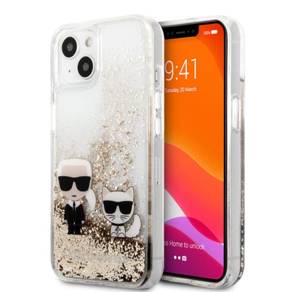 Karl Lagerfeld Transparent Hard Case Karl+Choupette Θήκη προστασίας – iPhone 13 (Clear/Glitter Gold)