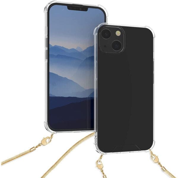 KWmobile Θήκη προστασίας από σιλικόνη με χρυσή αλυσίδα iPhone 13 - Διάφανο / Χρυσό (55952.21)