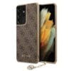 Guess “4G Charms Collection” Θήκη προστασίας από δερματίνη με χρυσό κρεμαστό στολίδι – Samsung Galaxy S21 Ultra (Καφέ)