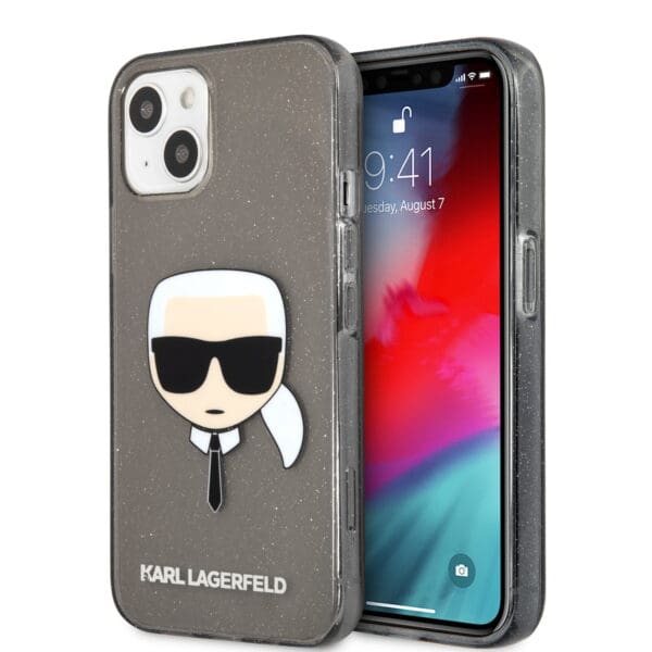 Karl Lagerfeld Full Glitter Case Karl's Head Θήκη προστασίας από σιλικόνη – iPhone 13 (Glitter Black)