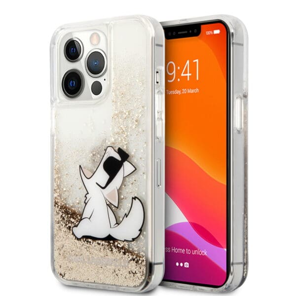 Karl Lagerfeld "Choupette Fun" Hard Case Θήκη προστασίας από σιλικόνη – iPhone 13 Pro Max (Clear/Glitter Gold)