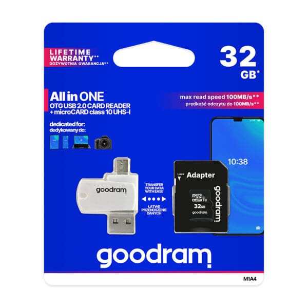 GoodRam Κάρτα Μνήμης 32GB microSDHC cl. 10 UHS-I + αντάπτορας SD + Card Reader