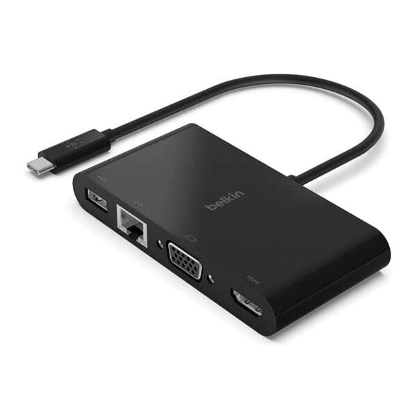Belkin Αντάπτορας USB-C σε HDMI/VGA/Ethernet/USB-A (μαύρος) (AVC005btBLK)