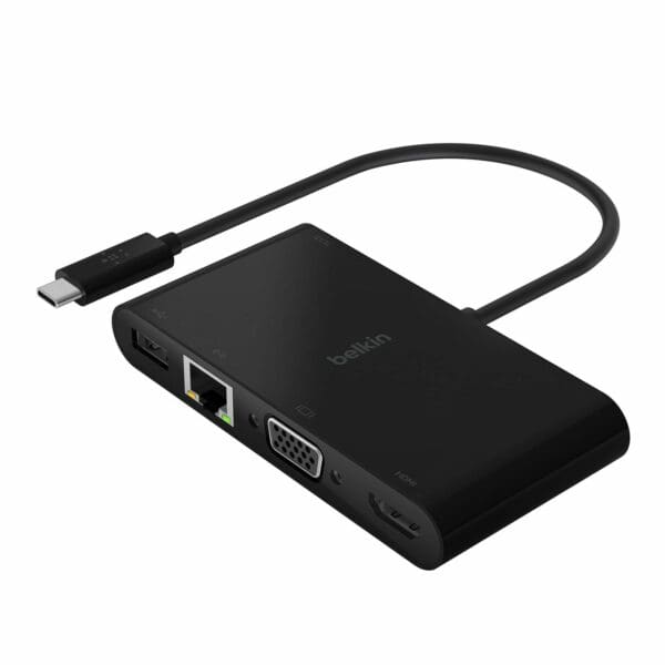 Belkin Αντάπτορας USB-C σε HDMI/VGA/Ethernet/USB-A 100W Pass Through (μαύρος) (AVC004btBLK)