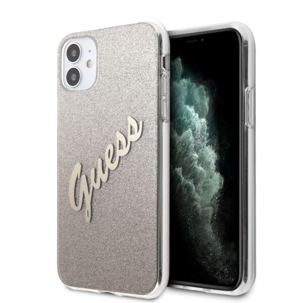 Guess Glitter Gradient Script Logo Σκληρή Θήκη προστασίας από σιλικόνη – Apple iPhone 11 (Gold/Glitter)