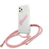 Guess “Vintage Script Pink Logo Collection” Σκληρή Θήκη προστασίας από σιλικόνη με κορδονάκι χειρός – Apple iPhone 12 / iPhone 12 Pro (Διάφανη)