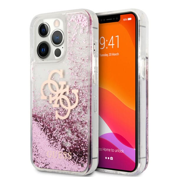 Guess "4G Logo Collection" Θήκη προστασίας – iPhone 13 Pro (Clear/Glitter Pink)