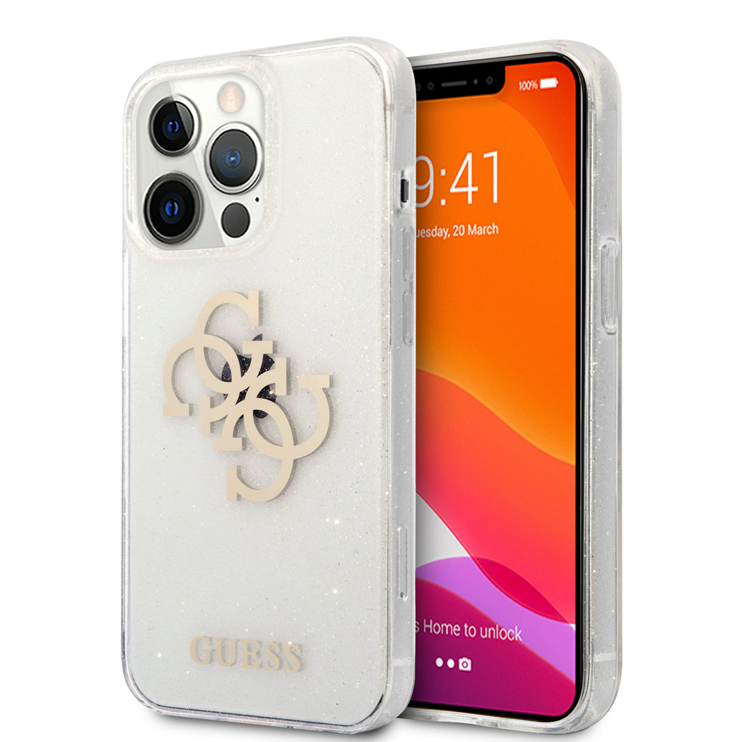 Guess "4G Logo Collection" Θήκη προστασίας – iPhone 13 Pro Max (Clear Glitter)