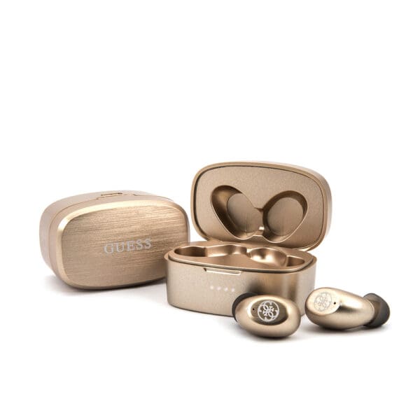 Guess Bluetooth Stereo Headset 5.0 True Wireless Ασύρματα Ακουστικά & θήκη φόρτισης (Χρυσά - GUTWSJL4GGO)