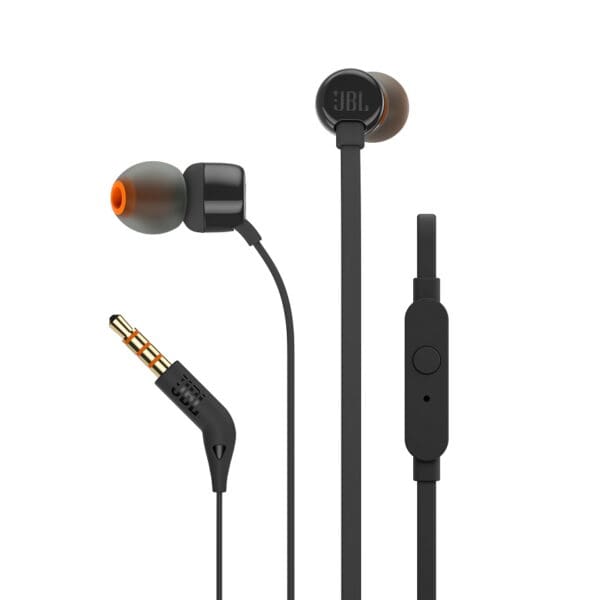 JBL T110 In Ear Headphones Ακουστικά ψείρες με ενσωματωμένο μικρόφωνο και πλήκτρο ελέγχου (μαύρο)