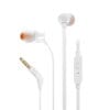 JBL T110 In Ear Headphones Ακουστικά ψείρες με ενσωματωμένο μικρόφωνο και πλήκτρο ελέγχου (λευκό)