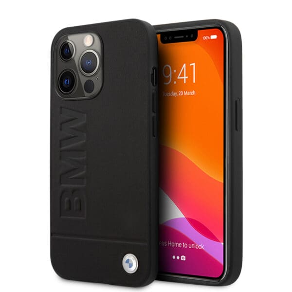 BMW Signature Logo Imprint Back Cover Collection Θήκη προστασίας από δερματίνη – iPhone 13 Pro (Μαύρο)
