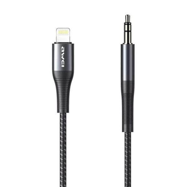 Awei Lightning male - 3.5mm male Καλώδιο 'Ηχου υψηλής αντοχής σε μαύρο/γκρι χρώμα (CL-116L)