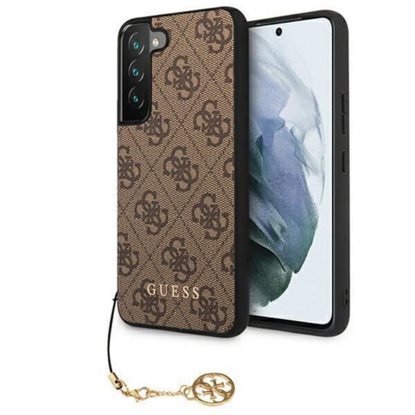 Guess “4G Charms Collection” Θήκη προστασίας από δερματίνη με χρυσό κρεμαστό στολίδι – Samsung Galaxy S22 Plus (Καφέ)