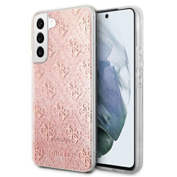 Guess "4G Logo Collection" Θήκη προστασίας από Liquid Glitter σιλικόνη – Galaxy S22 Plus (Pink)