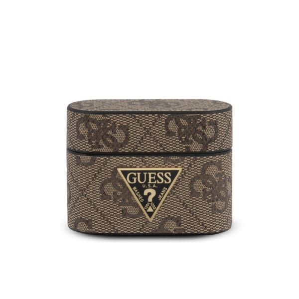 Guess Triangle Logo PU Leather Case Θήκη προστασίας από μαλακή δερματίνη Saffiano για Apple Airpods Pro (Brown – GUACAPVSATML4GB)