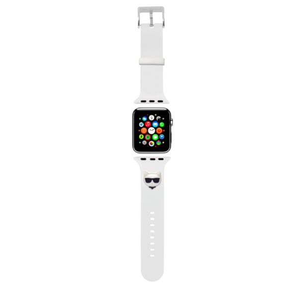 Karl Lagerfeld "Choupete's Head" Collection Λουράκι για Apple Watch 4/5/6/7/SE 38/40/41mm (Λευκό - KLAWMSLCW)