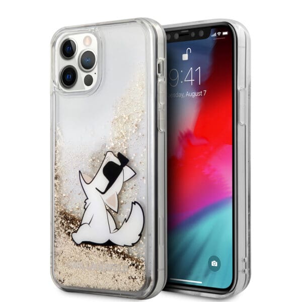 Karl Lagerfeld "Choupette Fun" Hard Case Θήκη προστασίας από σιλικόνη – iPhone 12 Pro Max (Clear/Glitter Gold)