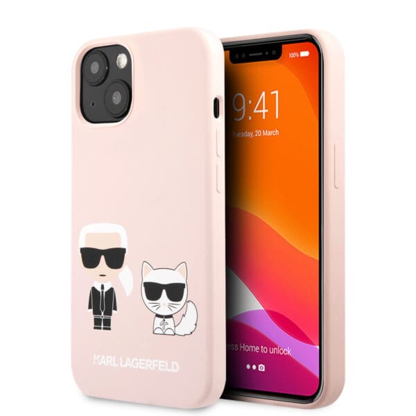 Karl Lagerfeld Silicone Case Karl+Choupette Θήκη προστασίας από σιλικόνη – iPhone 13 (Light Pink)