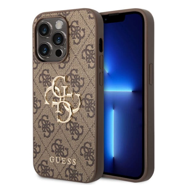 Guess "4G Logo Collection" Hard Case PU Leather Θήκη προστασίας από δερματίνη – iPhone 14 Pro (Καφέ)