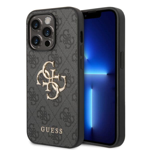Guess "4G Logo Collection" Hard Case PU Leather Θήκη προστασίας από δερματίνη – iPhone 14 Pro Max (Γκρι)
