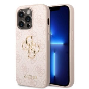Guess "4G Logo Collection" Hard Case PU Leather Θήκη προστασίας από δερματίνη – iPhone 14 Pro Max (Ροζ)